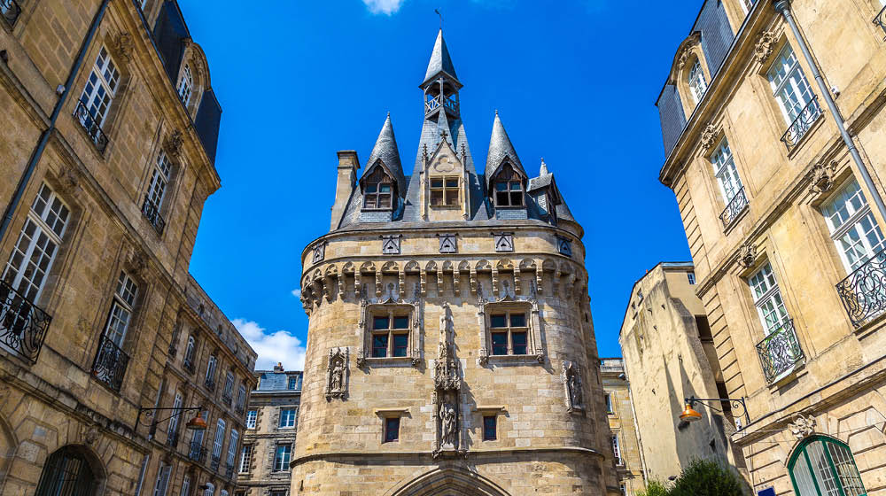 La Porte Cailhau tower gate in Bordeaux in a beautiful summer day, France