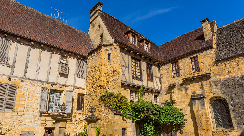 Historic houses in Sarlat la Caneda in Dordogne Department, Aquitaine, France