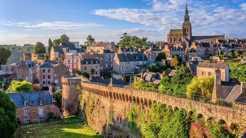 Historical walled Old town of Dinan, Brittany, France