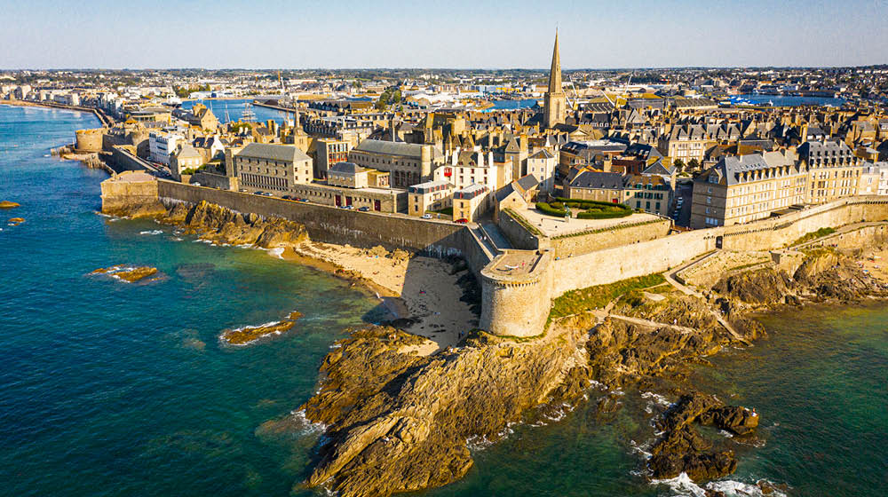 Aerial view of Saint Malo in Brittany France