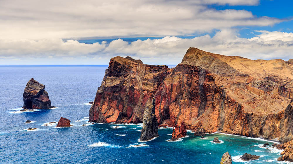 View of the cliffs at Ponta de Sao Lourenco, Madeira, Portugal