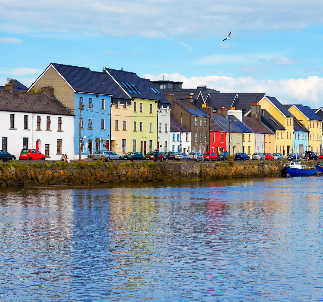 Panorama of the Claddagh in Galway city, Ireland.