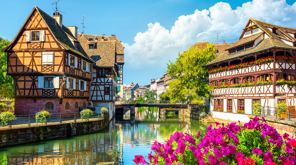 Picturesque district Petite France in Strasbourg, houses on river