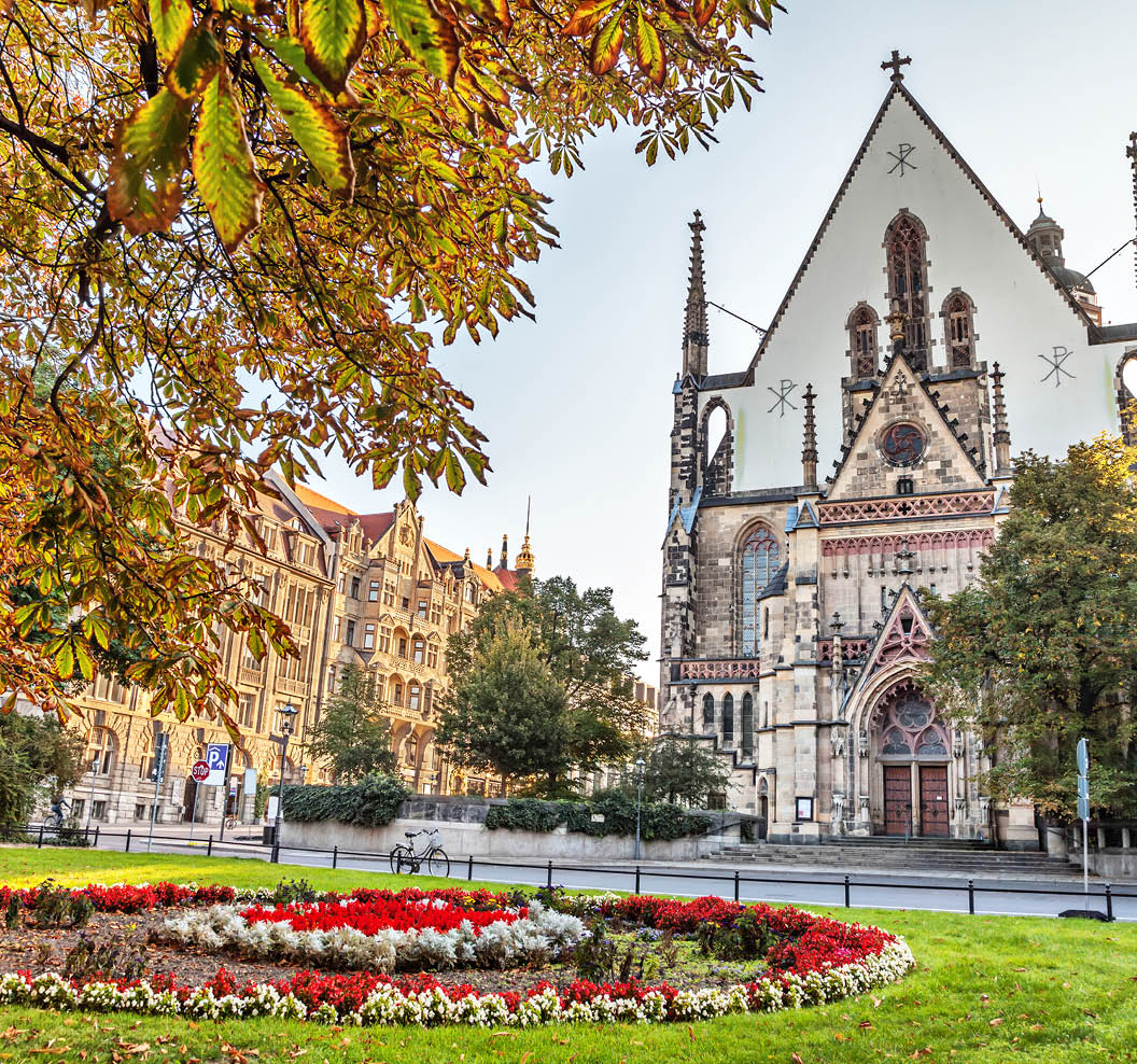 Facade of St. Thomas Church (Thomaskirche) in Leipzig, Germany