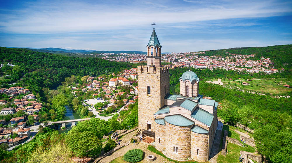 Aerial view of Veliko Tarnovo old town