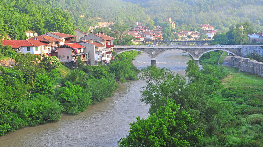 View of the river and bridge in Veliko Tarnovo, Bulgaria
