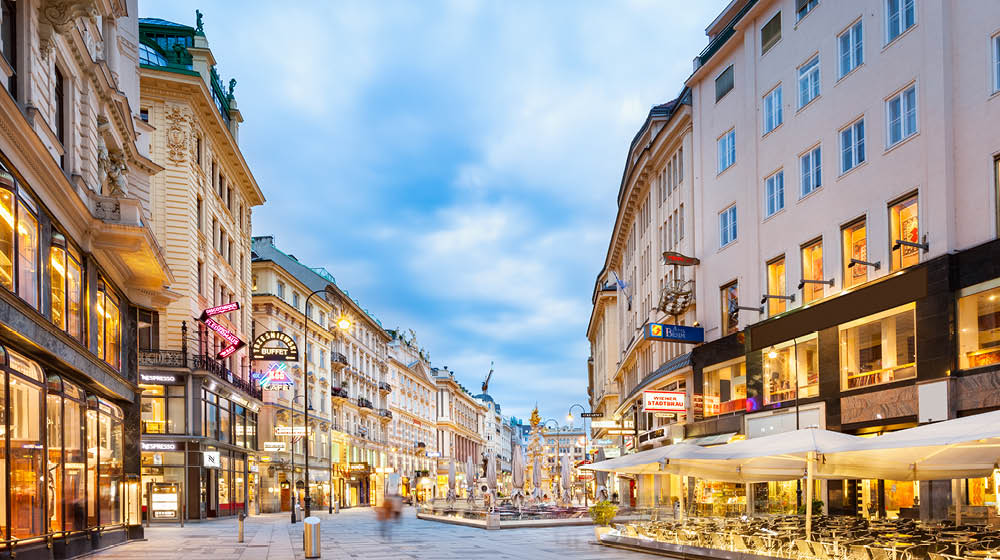 Stock photo of The Graben, one of the most famous shopping streets in downtown Vienna, Austria