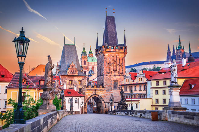 Prague, Czech Republic. Mala Strana old downtown of Praga, Bohemia scenic travel place in Europe.