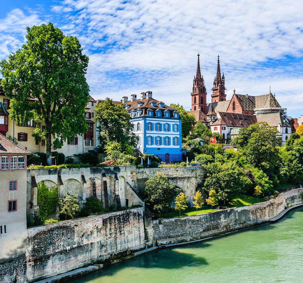 Basel, Switzerland. Old town with the cathedral.
