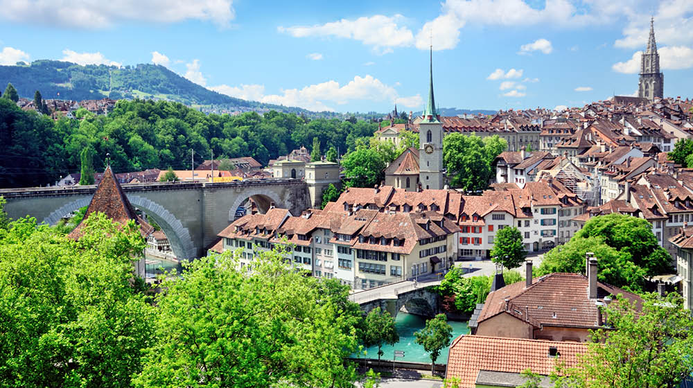 Bern cityscape on a sunny summer day, Switzerland