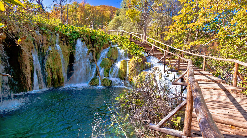 Autumn colors of Plitvice lakes national park in Croatia