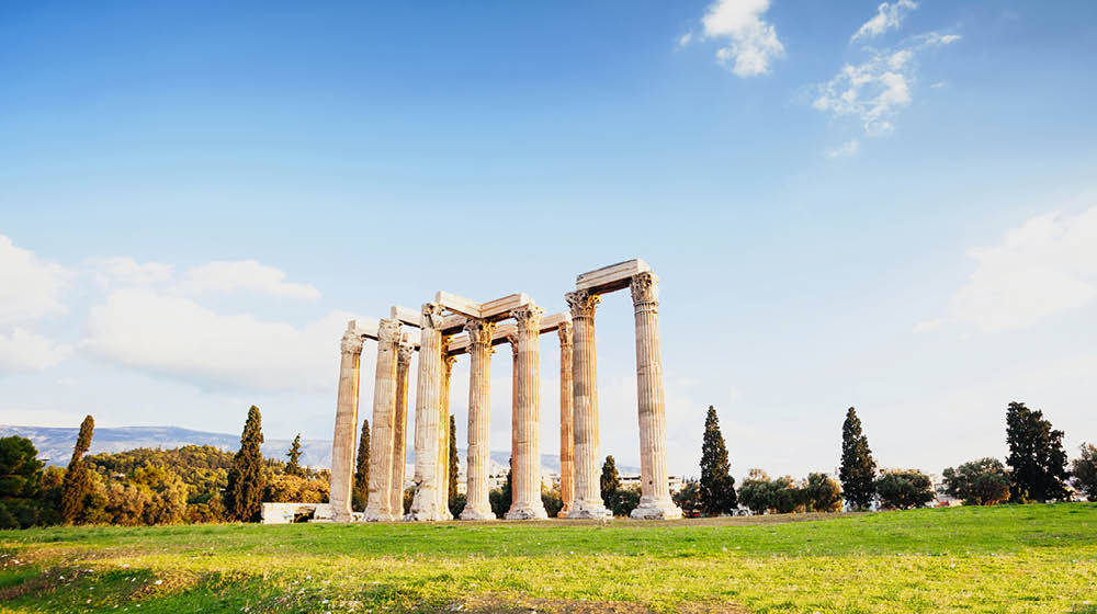 View of Temple of Zeus, Athens, Greece