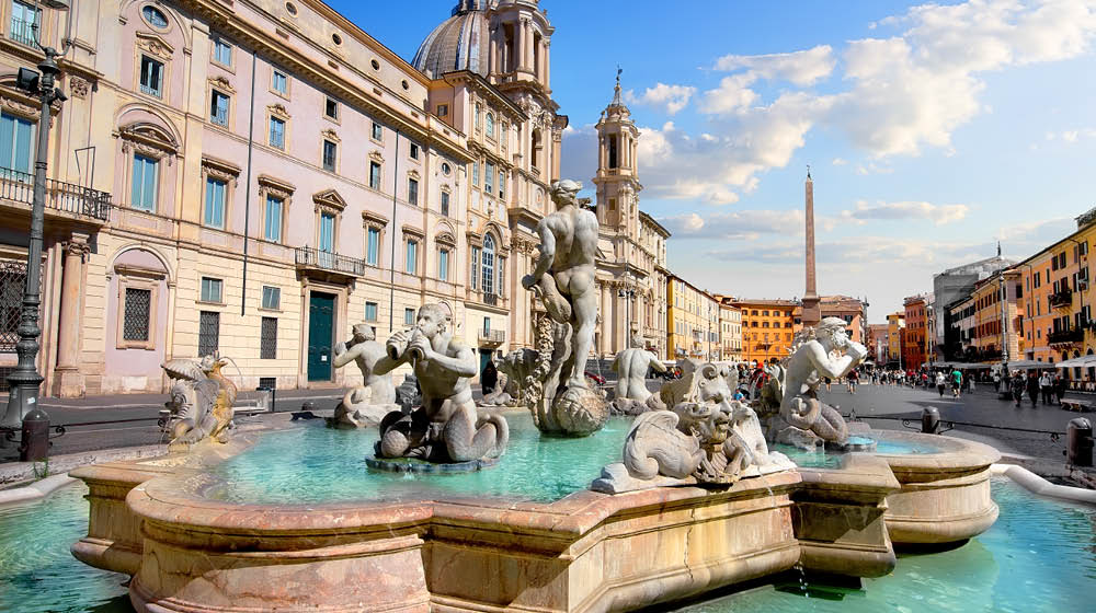 Fontana del Moro on piazza Navona in Rome, Italy