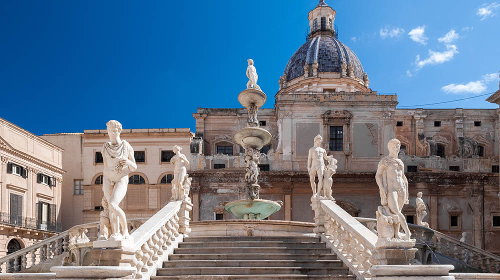 Stairs of the fountain in Piazza Pretoria, Palermo