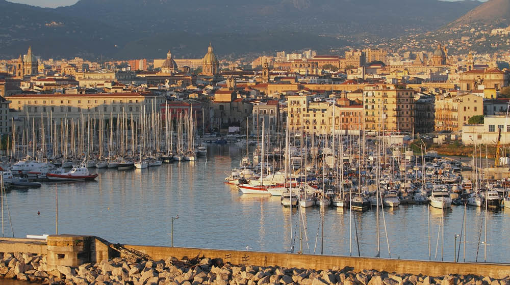 Yacht port in city Palermo, Sicily