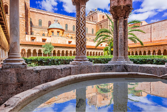 Monreale is a Norman-Byzantine cathedral in Sicily, Italy overlooking Palermo city.