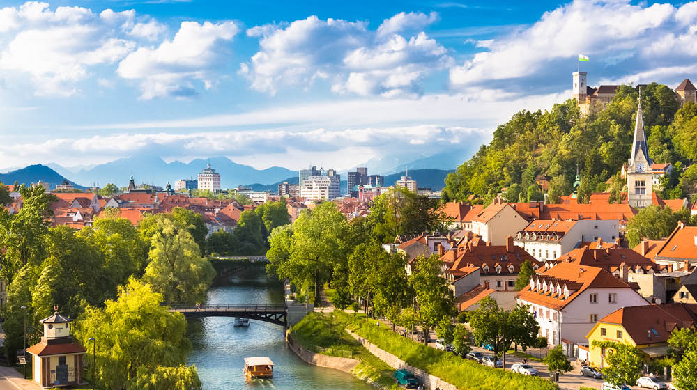 Cityscape of the Slovenian capital Ljubljana.