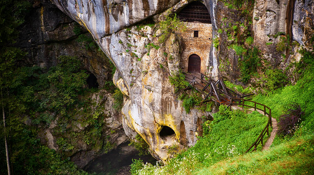 Door in Cave. Postojna. Slovenia