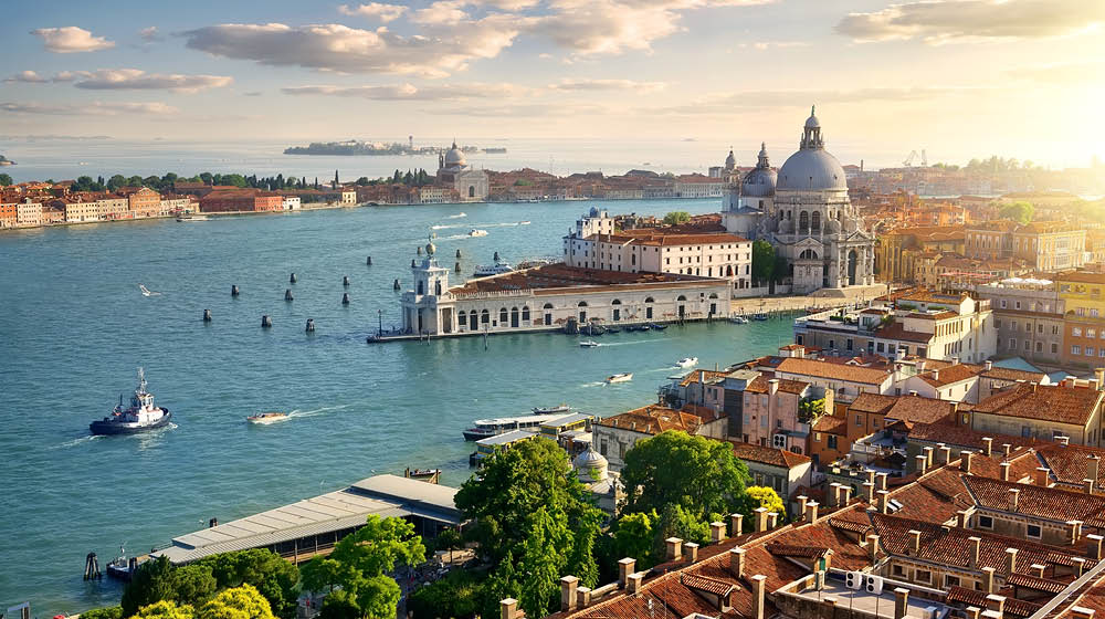 Panoramic aerial view of Venice from San Marco Campanile