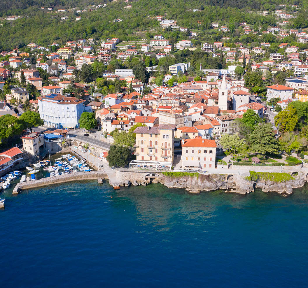Lovran Old Town, Croatia, aerial view