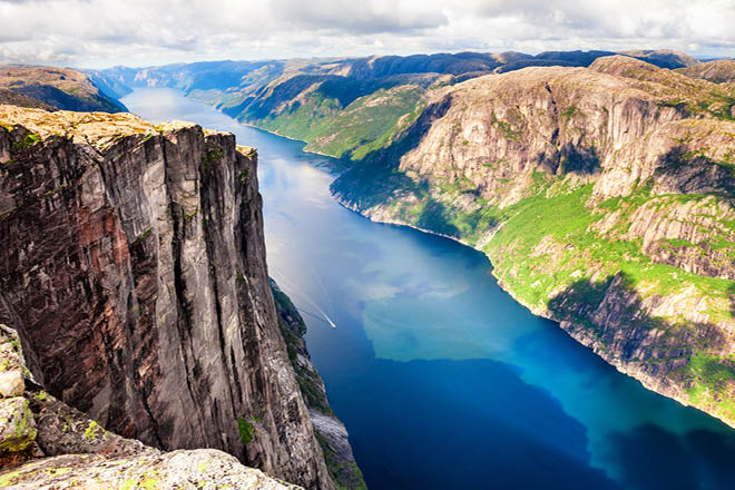 Beautiful view of Lysefjord and Kjerag mountain in Norway. 