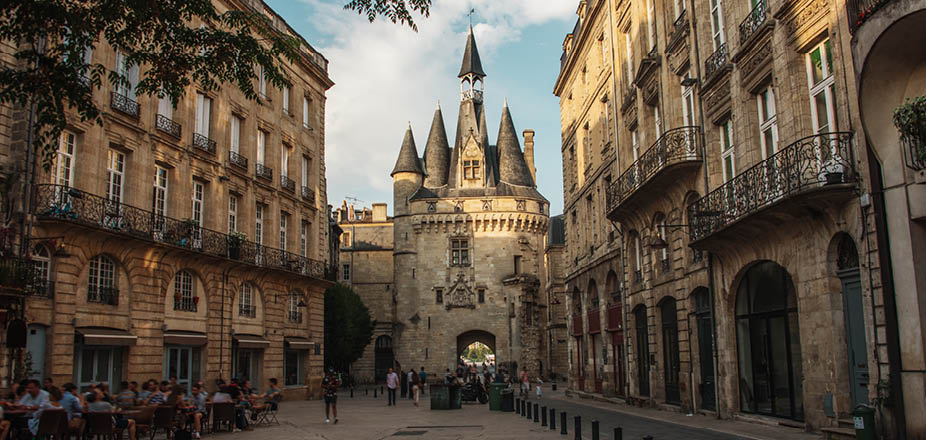 Porte Cailhau, one of the main entrances to the old city, in Bordeaux, France.