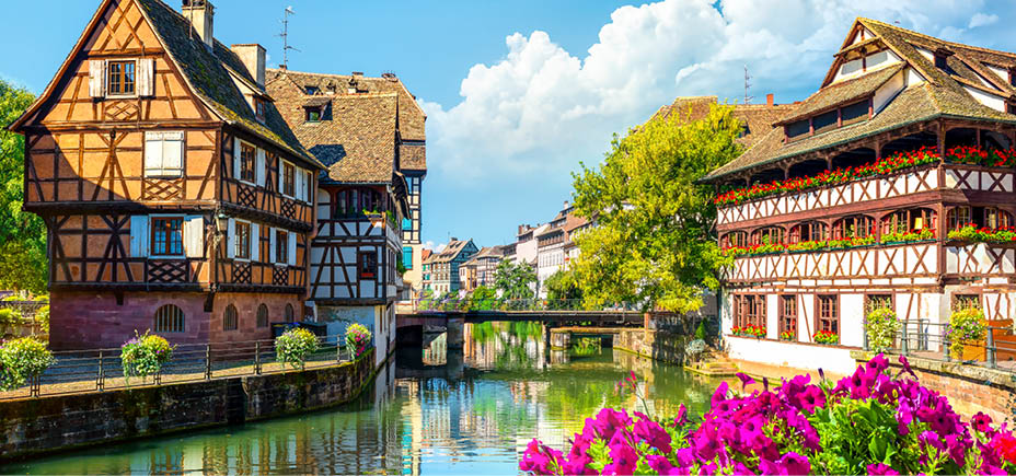 Picturesque district Petite France in Strasbourg, houses on river
