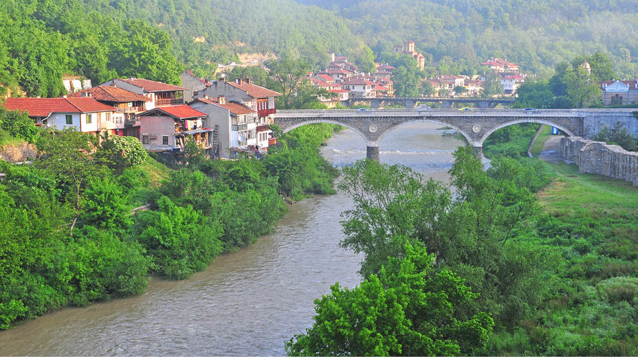 View of the river and bridge in Veliko Tarnovo, Bulgaria