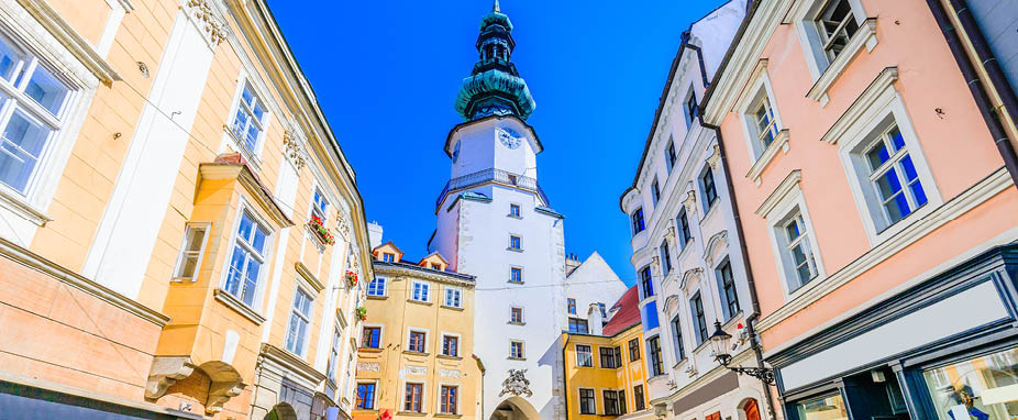 Bratislava, Slovakia. Medieval Saint Michaels Gate tower.