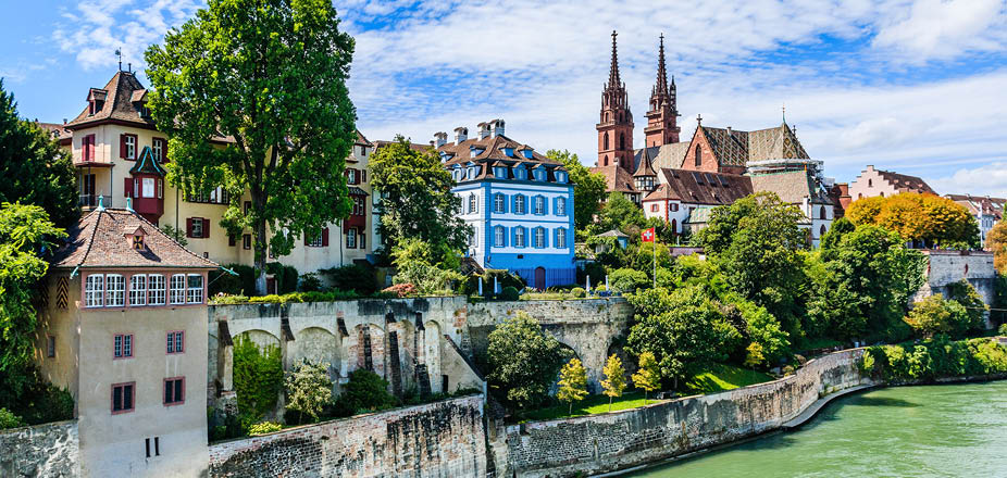 Basel, Switzerland. Old town with the cathedral.