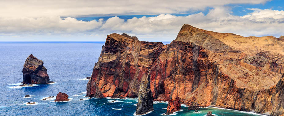View of the cliffs at Ponta de Sao Lourenco, Madeira, Portugal