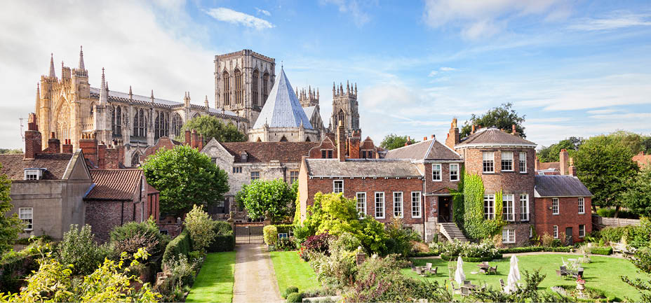 York, North Yorkshire, England, UK - York Minster and Gray's Court Hotel, from the city walls.