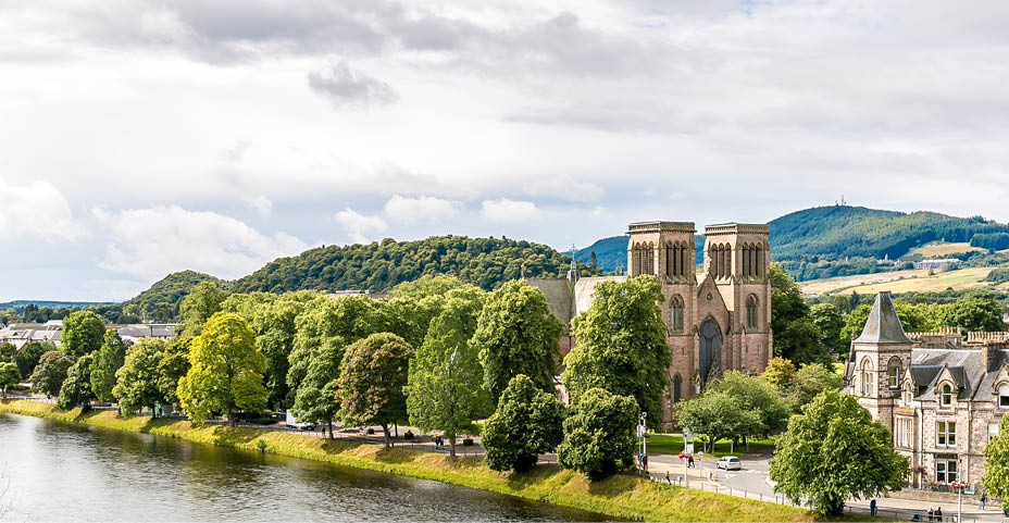 Inverness at cloudy weather in summer, Scotland, uk