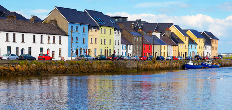 Panorama of the Claddagh in Galway city, Ireland.