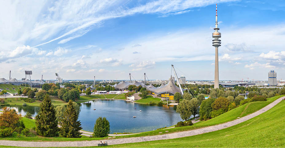 Panorama of Olympic park in Munich, Germany