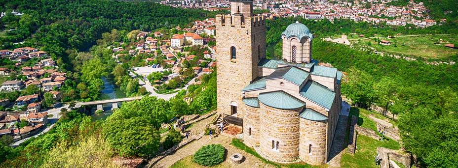Aerial view of Veliko Tarnovo old town