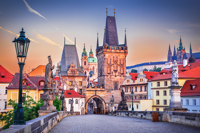 Prague, Czech Republic. Mala Strana old downtown of Praga, Bohemia scenic travel place in Europe.