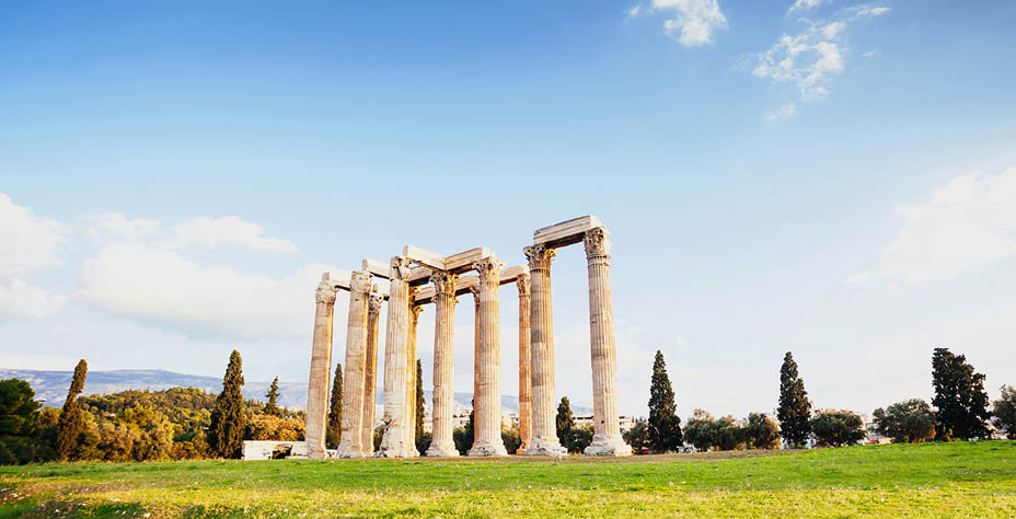 View of Temple of Zeus, Athens, Greece