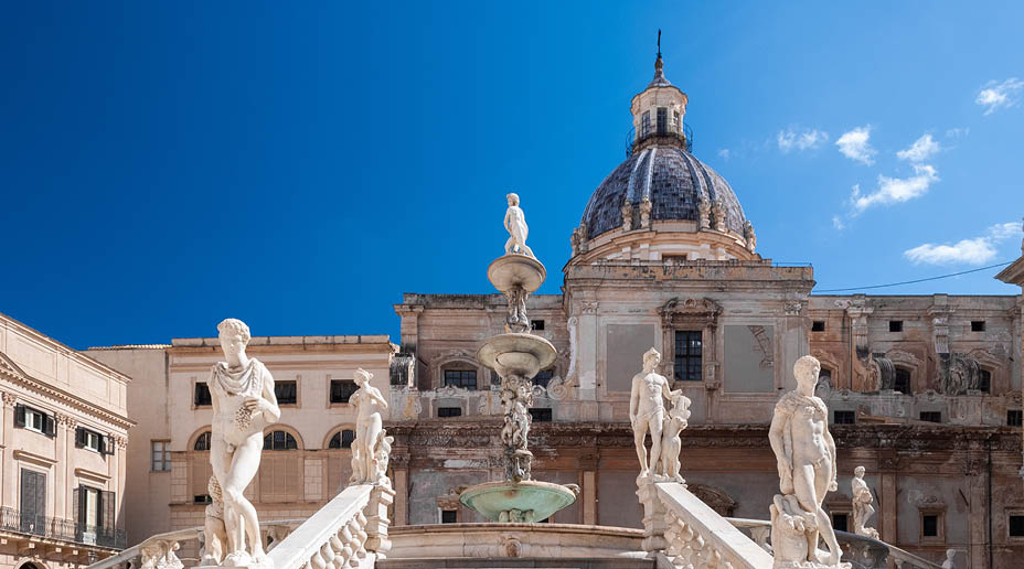 Stairs of the fountain in Piazza Pretoria, Palermo