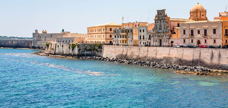 travel to Italy - embankment in Syracuse city in Sicily