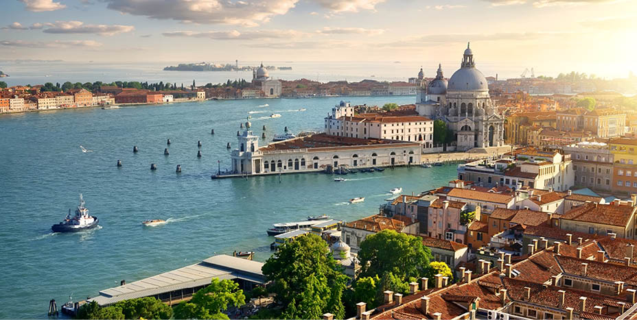 Panoramic aerial view of Venice from San Marco Campanile