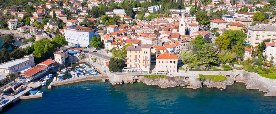 Lovran Old Town, Croatia, aerial view